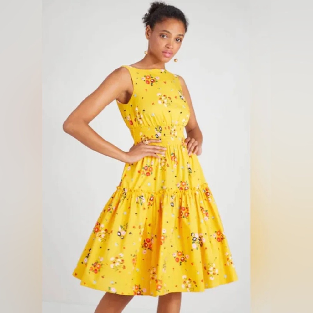 Kate Spade Bouquet Toss Smocked-waist Dress
